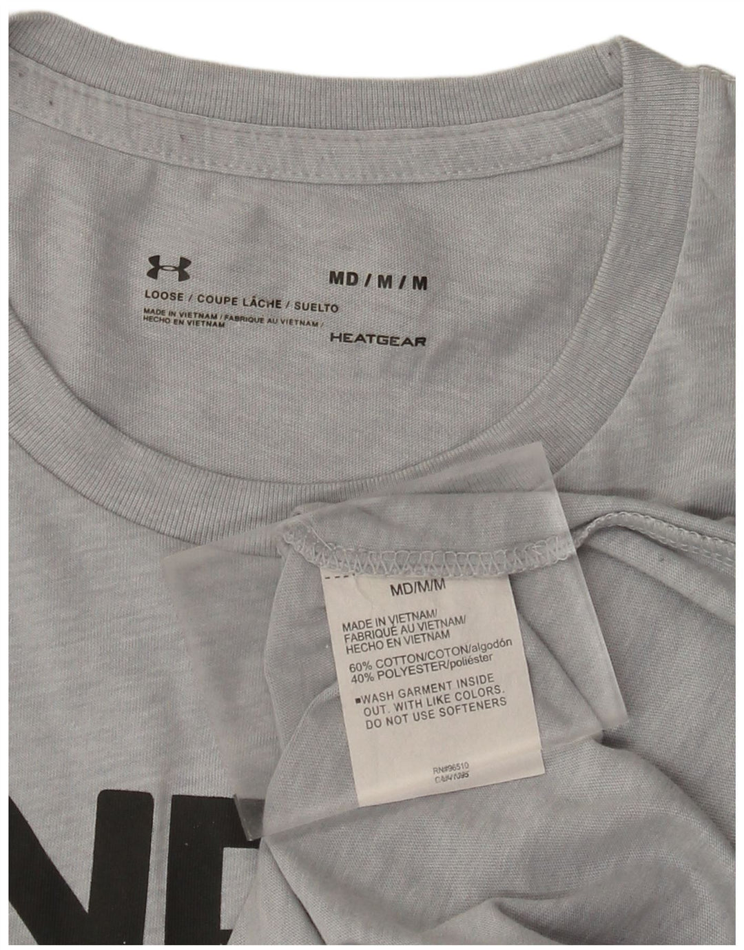 Męski t-shirt z grafiką Under Armour Heat Gear, średnioszary, bawełniany w cętki