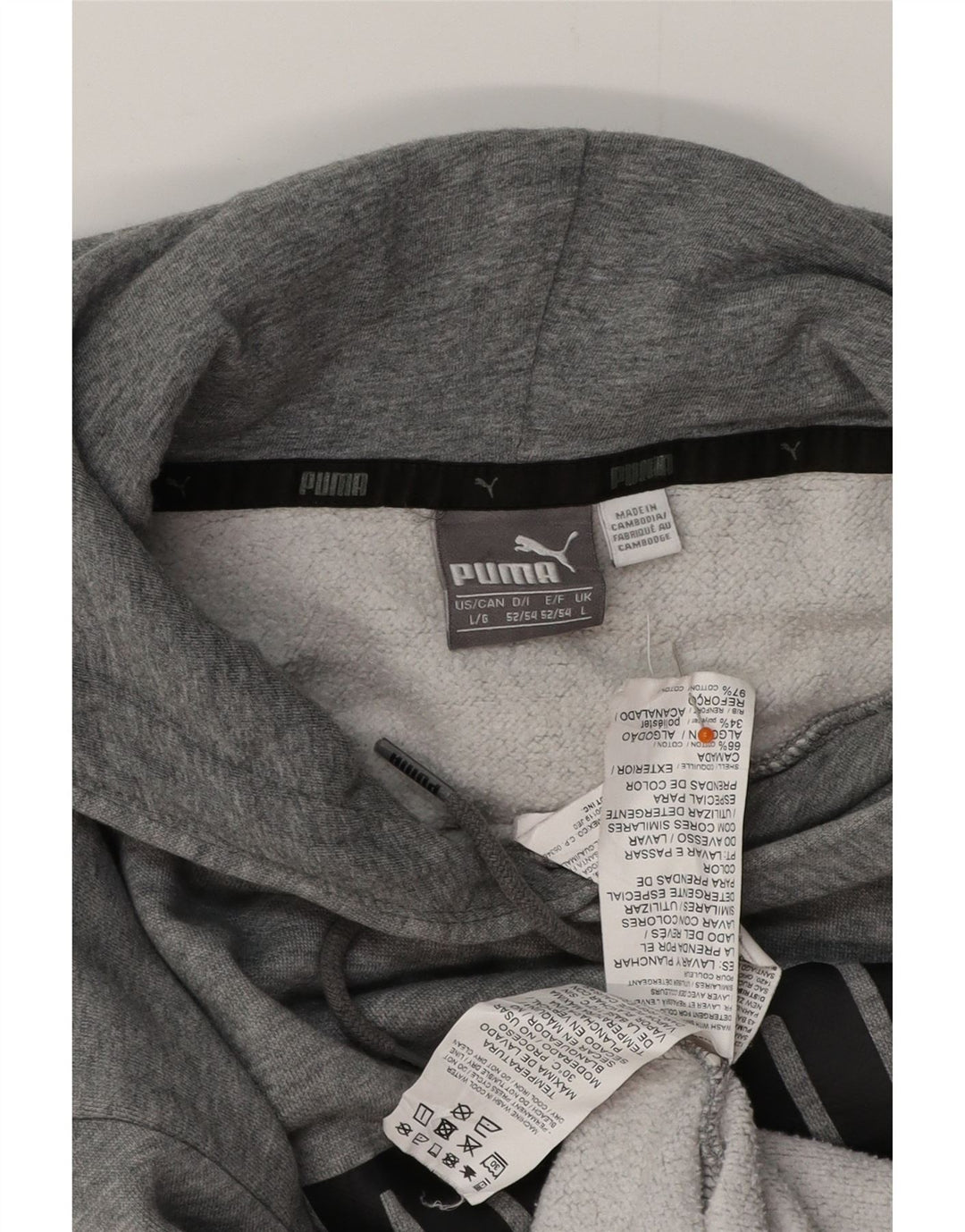 Męski sweter z kapturem i grafiką PUMA, duży, szary, bawełniany