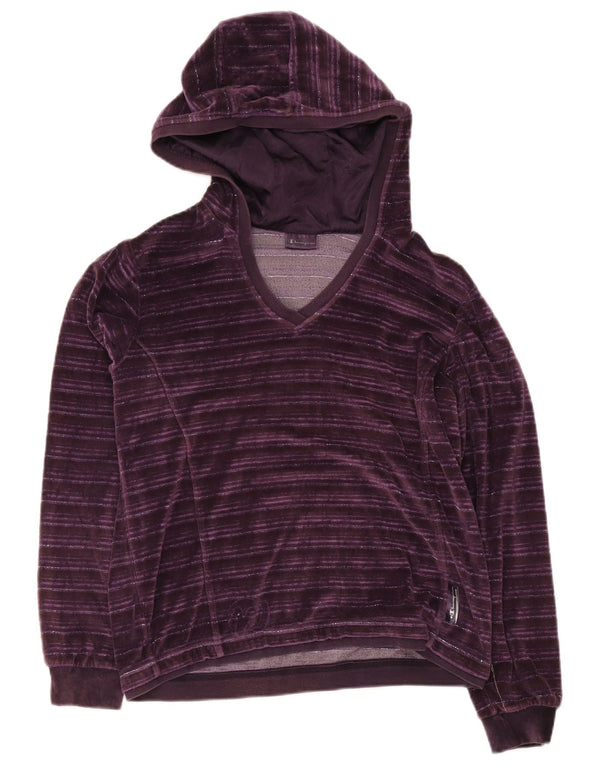Sweter damski Champion, aksamitny, z kapturem, UK 16, duży, fioletowy, bawełniany w paski