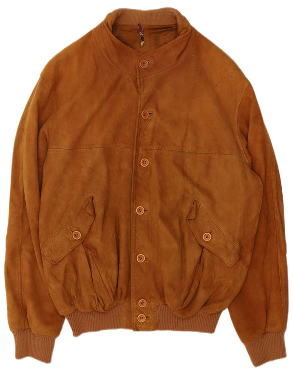 Vintage męska zamszowa kurtka bomber UK 40 duża brązowa skóra