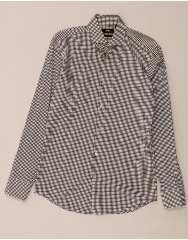 Koszula męska Hugo Boss Slim Fit, rozmiar 38 15, średnia biała kratka