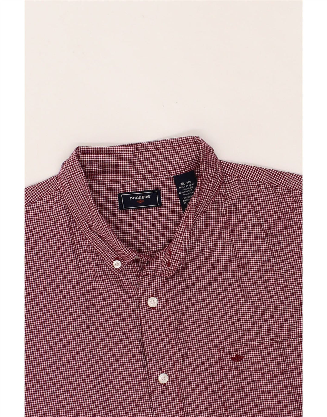 DOCKERS Mens Shirt XL Burgundy Check Cotton Vintage Dockers and Second-Hand Dockers from Messina Hembry 