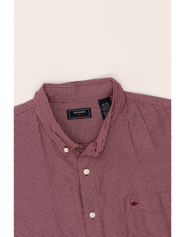 DOCKERS Mens Shirt XL Burgundy Check Cotton Vintage Dockers and Second-Hand Dockers from Messina Hembry 