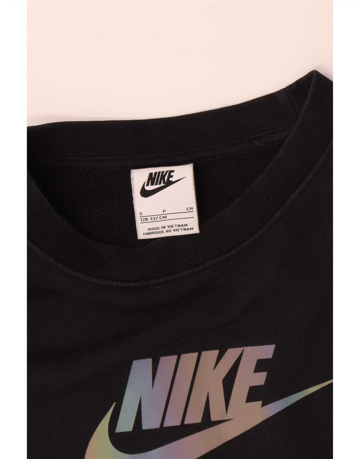 Chłopięcy sweter z grafiką Nike w wieku 8-9 lat, mały, czarny, z blokami kolorów