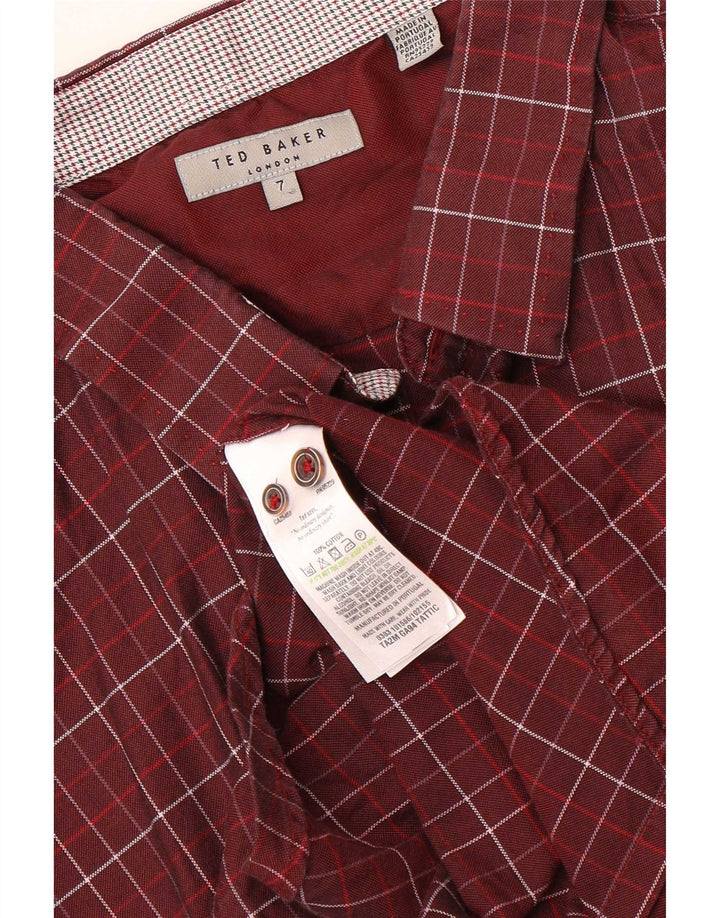 Koszula męska Ted Baker, rozmiar 7, 3XL, bawełniana bordowa krata