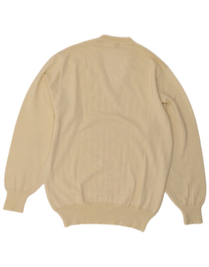 Sweter męski w stylu vintage z dekoltem w szpic IT 52, duża beżowa wełna