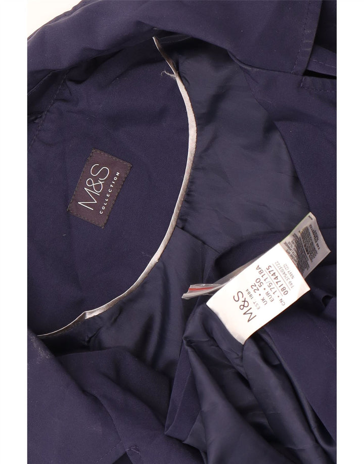 Marks & Spencer Damski krótki trencz UK 22 3XL Granatowy poliester