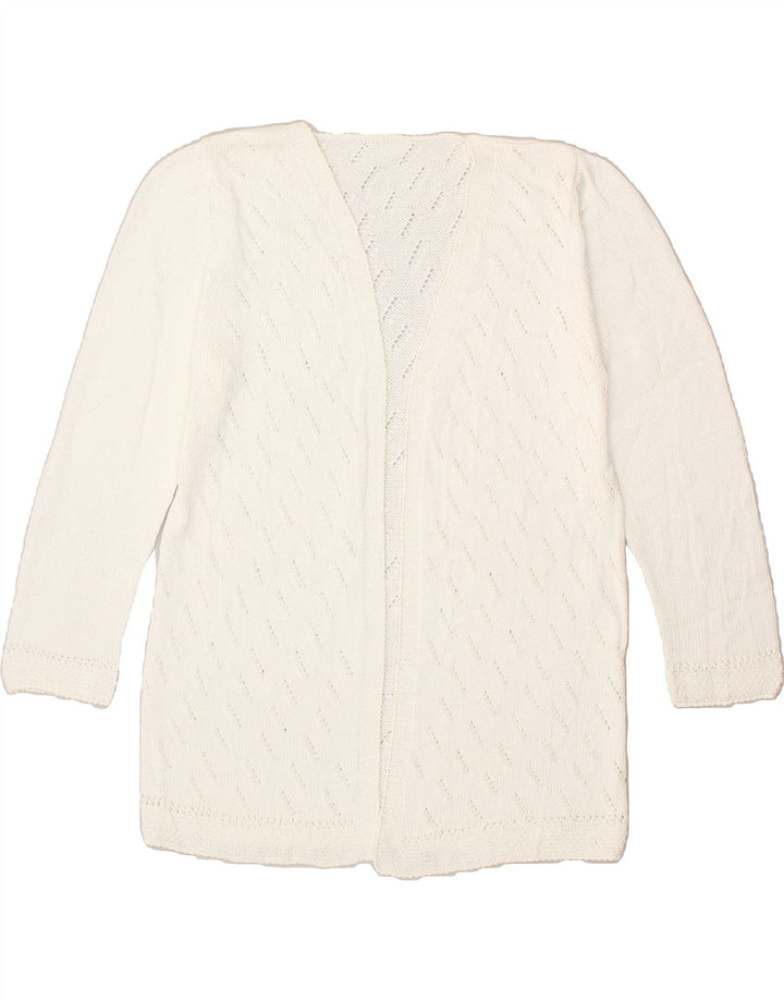 VINTAGE Womens Cardigan Sweater UK 14 Medium White Vintage Vintage and Second-Hand Vintage from Messina Hembry 