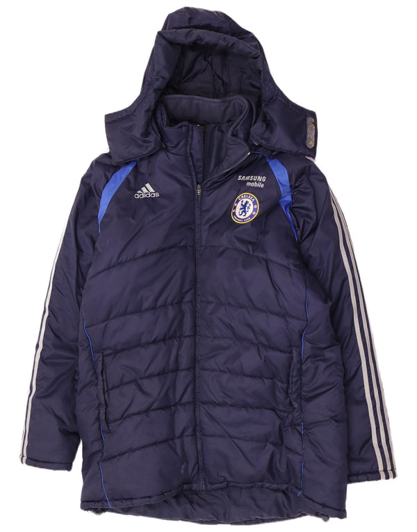 Adidas Męskie Chelsea FC Wyściełana kurtka z kapturem UK 46/48 XL Granatowy nylon