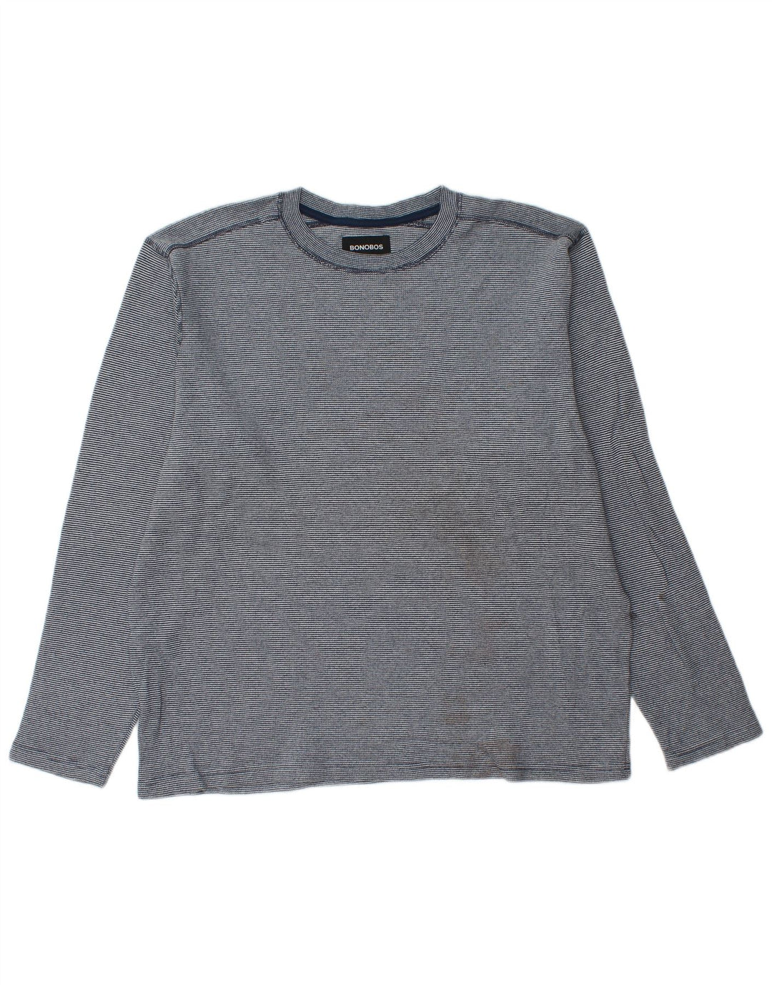 BONOBOS Męski top z długim rękawem XL, niebieski, bawełniany w prążki