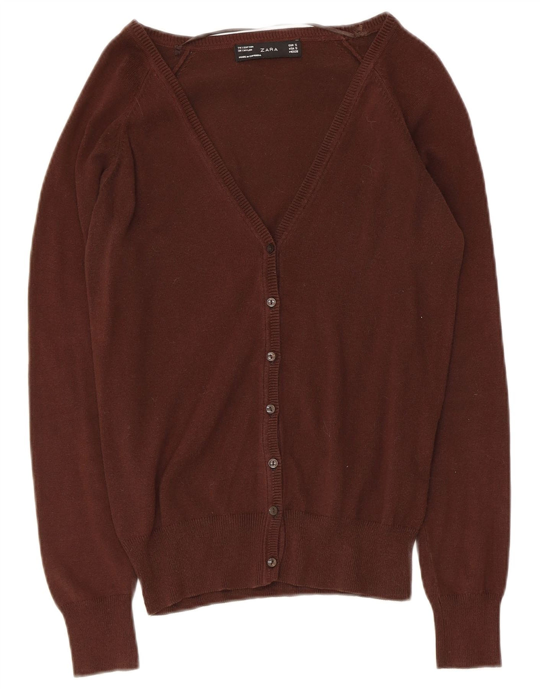 Sweter damski Zara Cardigan UK 10 Small Brown Cotton