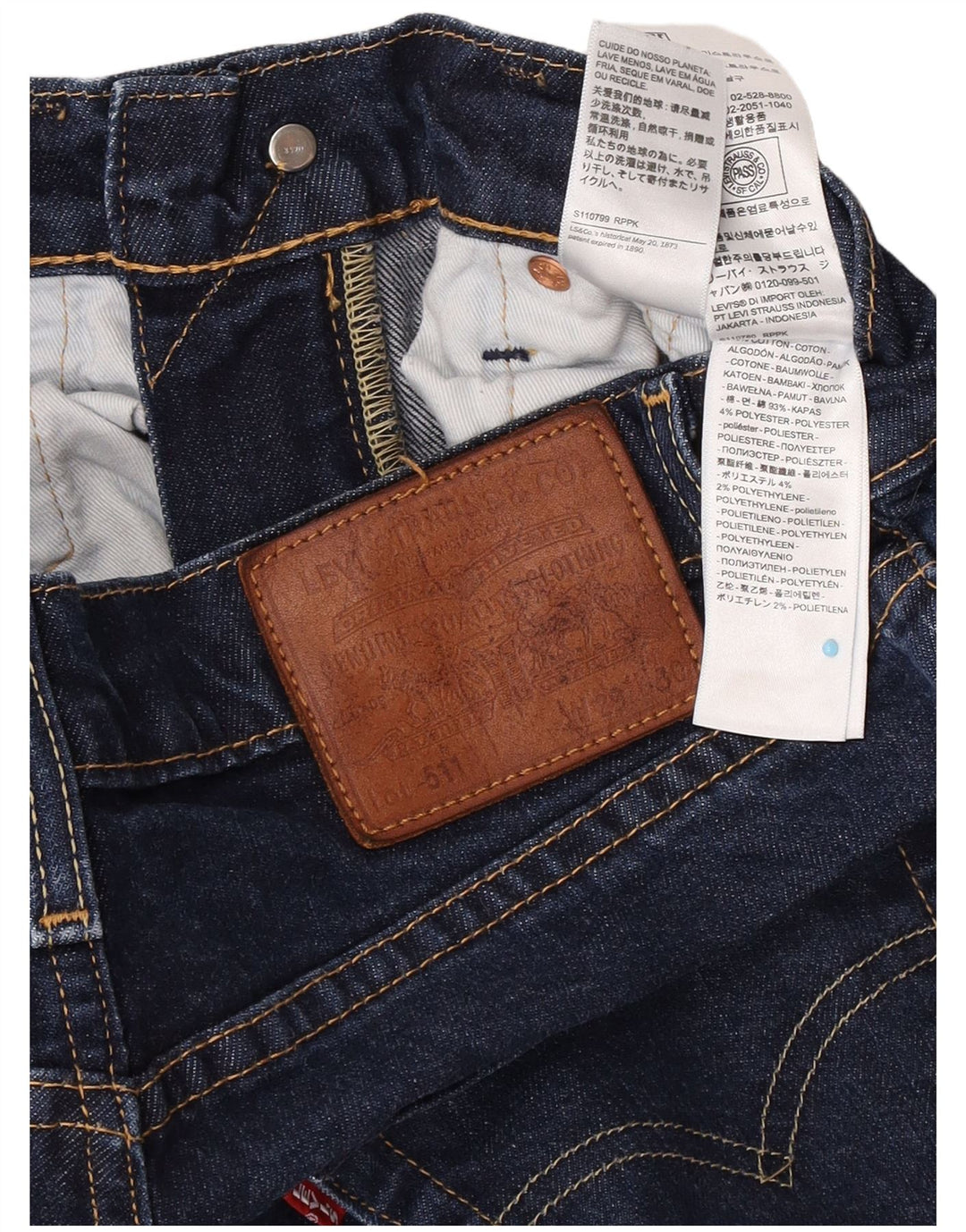 Męskie jeansy Levi's 511 Slim W29 L27 Granatowa bawełna