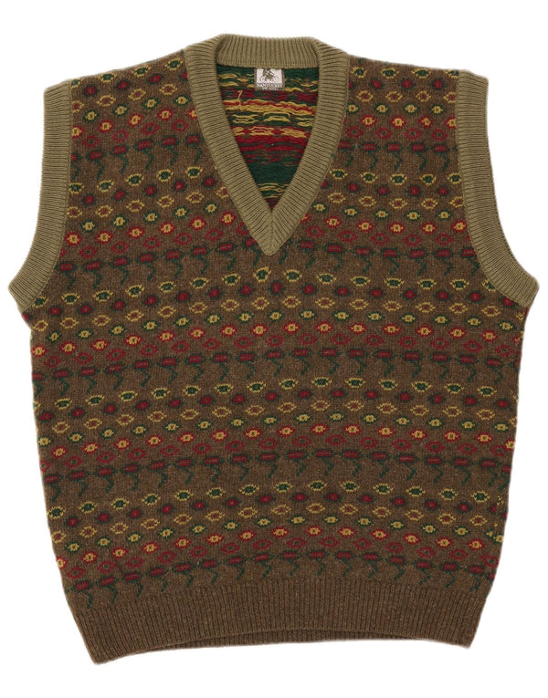 Nantucket Island Mens Vest Tank Top Large Khaki Fair Isle