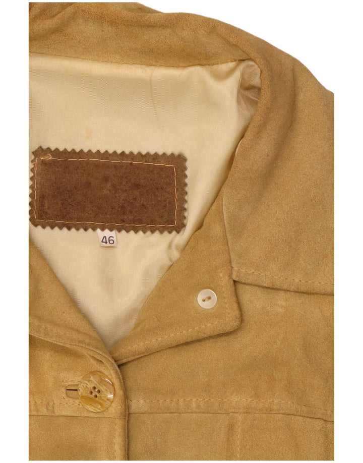 Vintage damska zamszowa kurtka IT 46 duża beżowa skóra