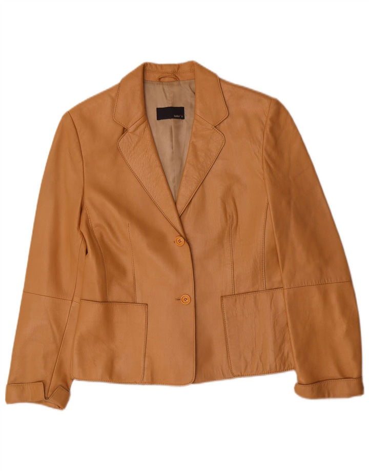 Jake's Damska skórzana marynarka zapinana na 2 guziki UK 10 Mała beżowa skóra