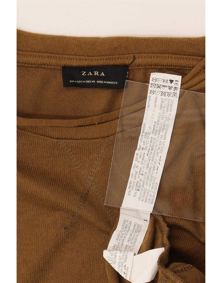 Męski top Zara z długim rękawem, średniobrązowy, bawełniany