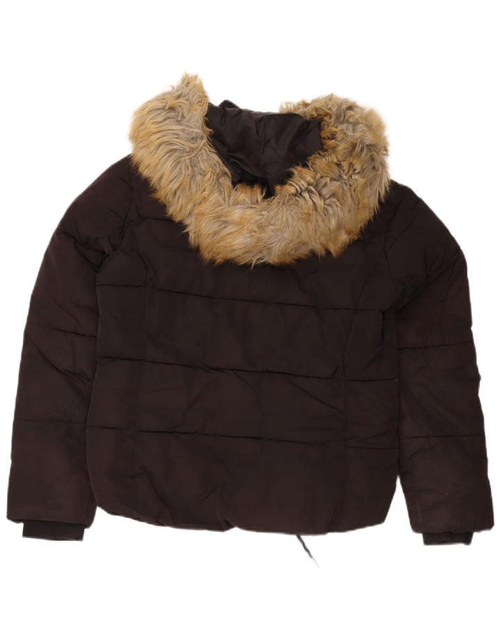 Damska kurtka z kapturem, oversize, wyściełana Topshop UK 8, mała, czarna, poliester