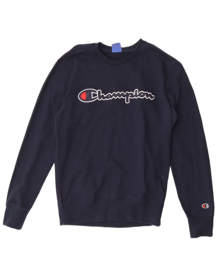 Męski sweter z grafiką Champion, średni granatowy, bawełniany
