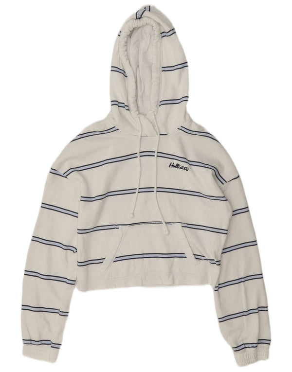 Damski sweter z kapturem Hollister, oversize, UK 6 XS, bawełniany w białe paski