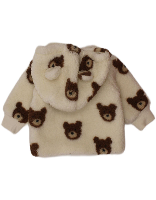 Polarowa kurtka z kapturem dla dziewczynki Monsoon w wieku 0-3 miesięcy w kolorze złamanej bieli