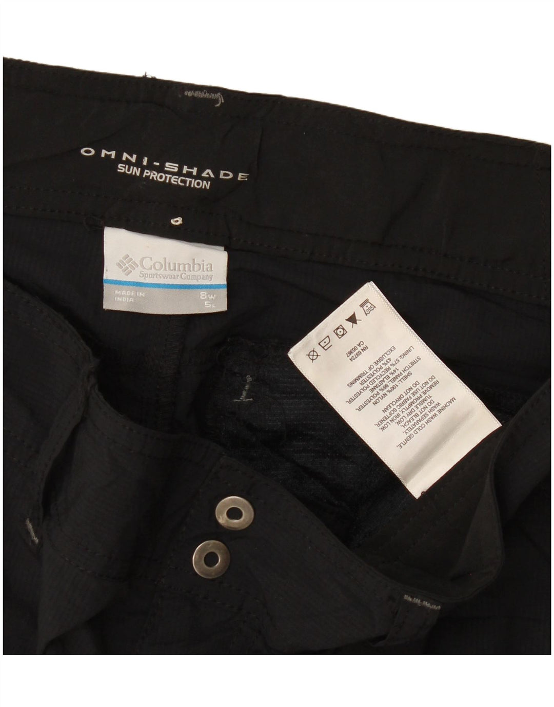 Damskie spodenki cargo Columbia Omni-Shade US 8 Medium W34 z czarnego nylonu