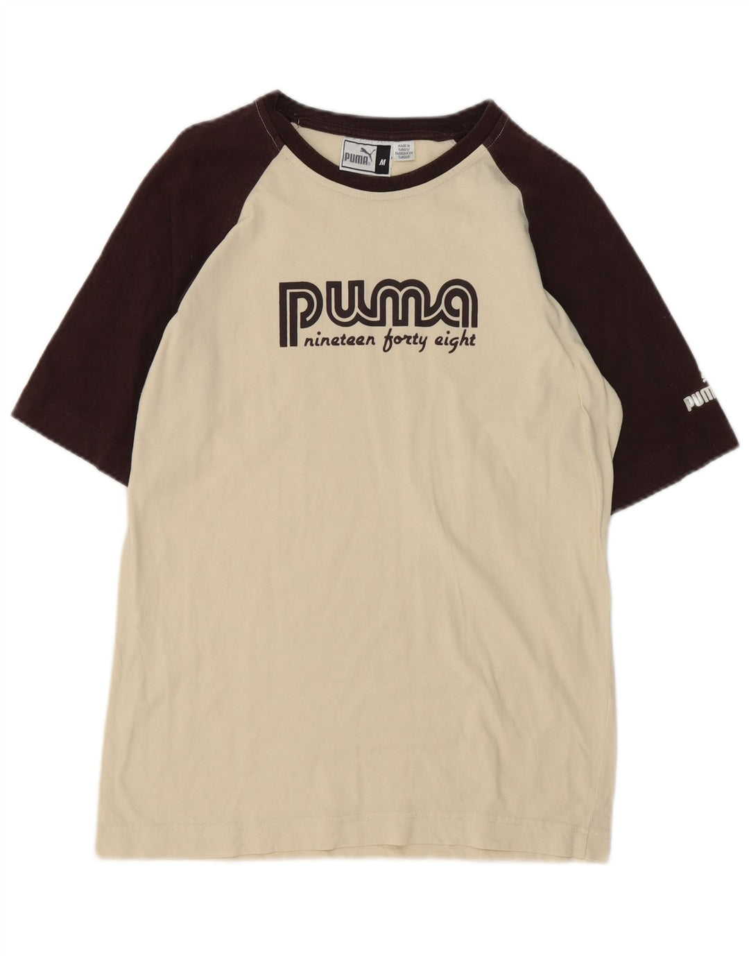 Męska koszulka z grafiką Puma, bawełniana średnia biała koszulka z blokami kolorów