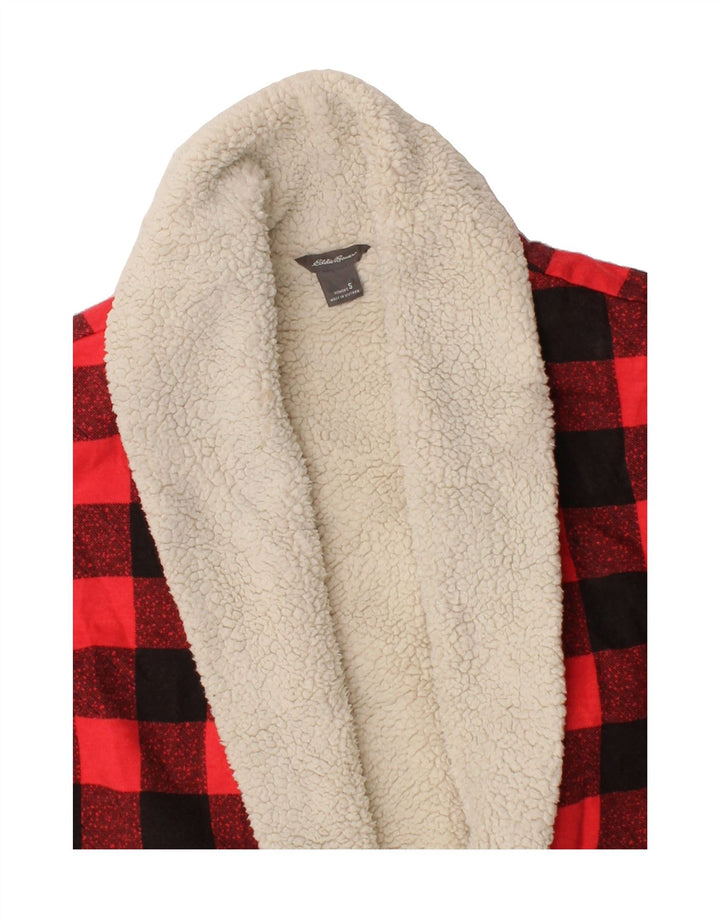 EDDIE BAUER Womens Sherpa Overcoat UK 10 Small Red Check Cotton Vintage Eddie Bauer and Second-Hand Eddie Bauer from Messina Hembry 