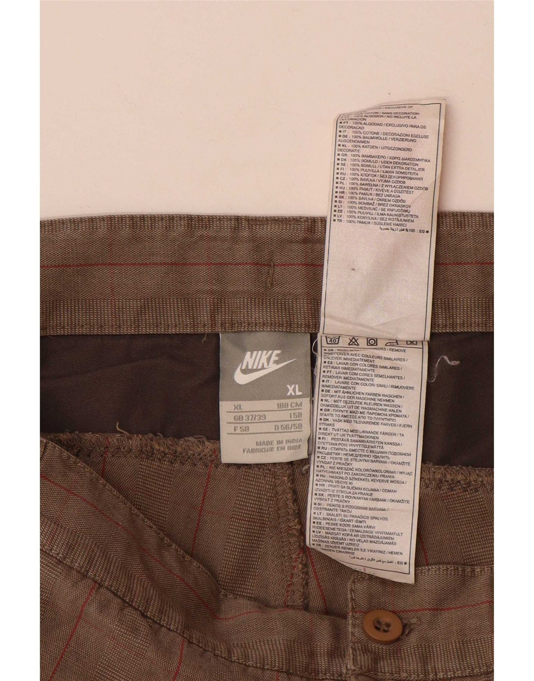 Męskie spodenki cargo Nike XL W38, bawełniana szara krata