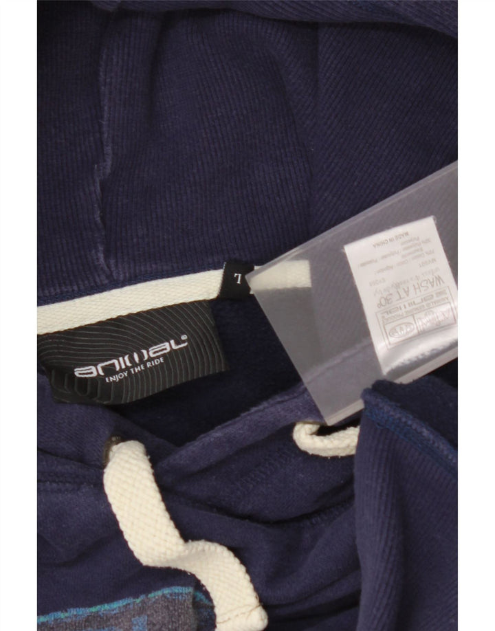 Męski sweter z kapturem i grafiką ANIMAL, duży, granatowy, bawełniany