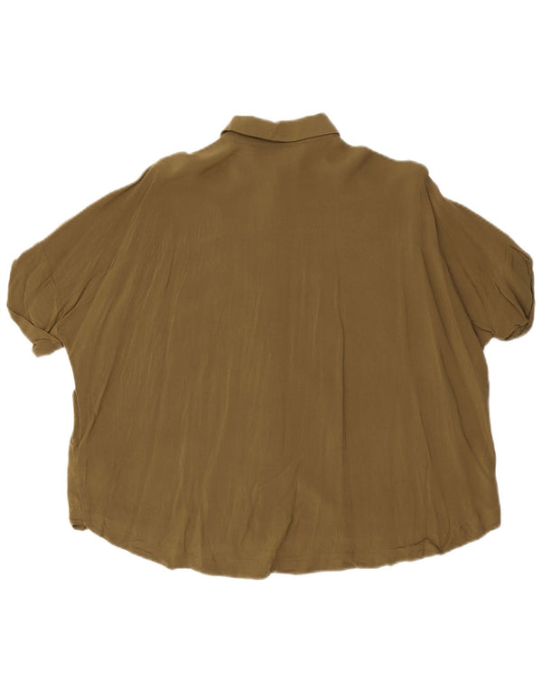 Damska bluzka koszulowa oversize z krótkim rękawem Topshop UK 6 XS Khaki wiskoza