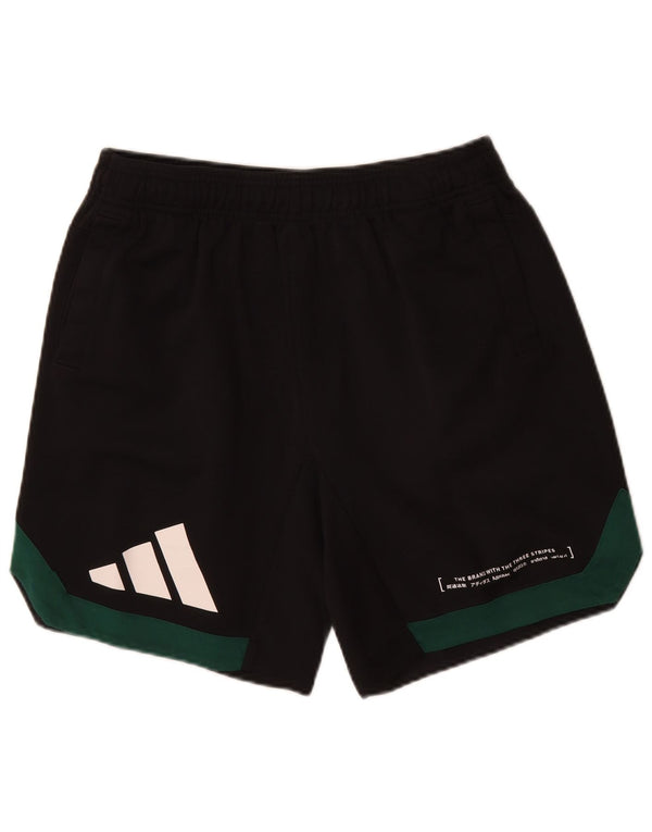 Męskie spodenki sportowe Adidas z grafiką, duże, czarne, bawełniane z blokami kolorów