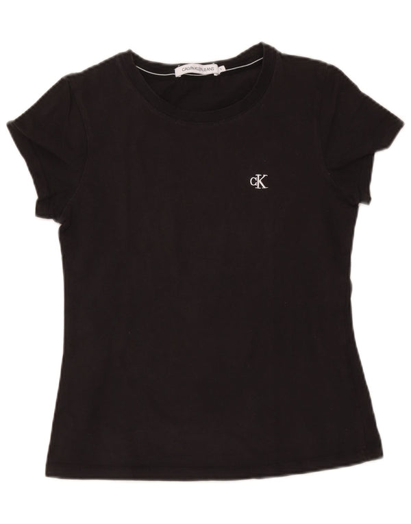 T-shirt damski Calvin Klein Jeans Top UK 10, mały, czarny, bawełniany