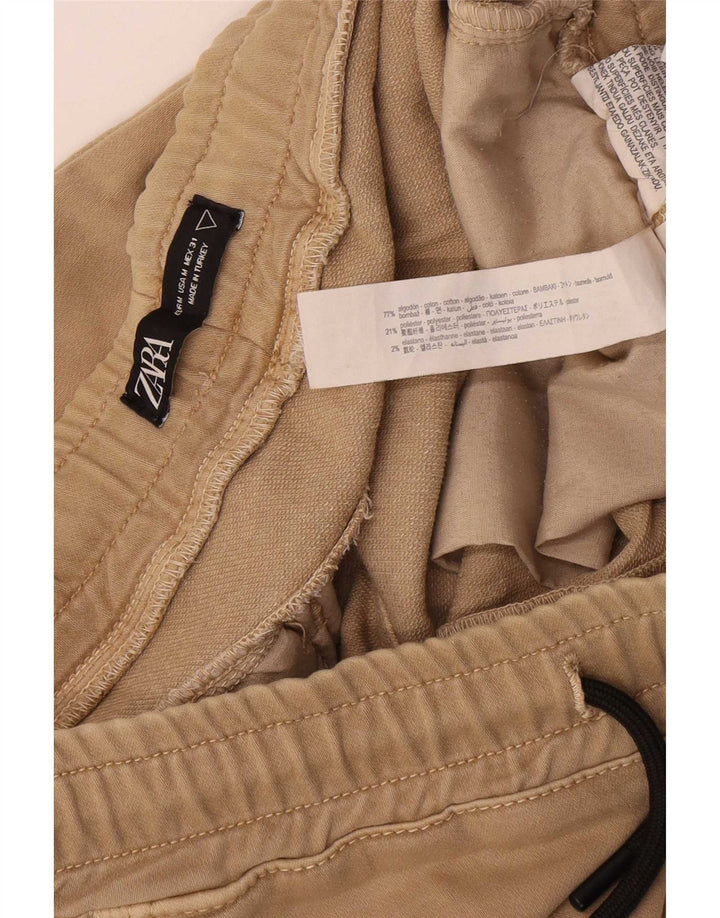 Męskie spodnie dresowe Zara Joggers w kolorze średniego beżu, bawełny