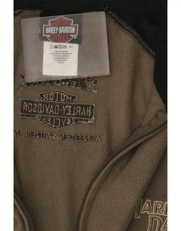 Męska kurtka polarowa Harley Davidson UK 38, średni khaki, poliester z blokami kolorów