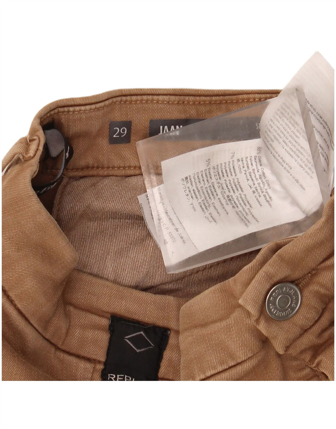 Spodnie damskie REPLAY Jaan Skinny Cargo W29 L34 Brązowa bawełna