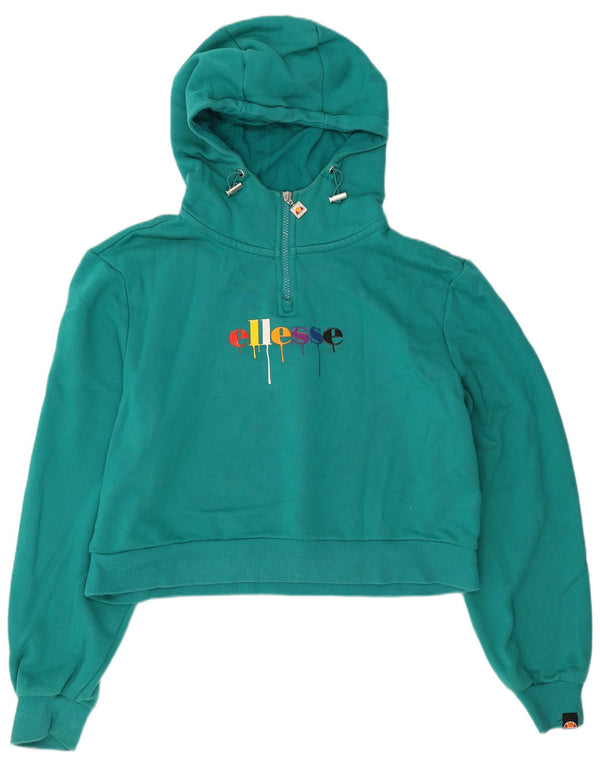 Damski sweter z kapturem Ellesse z grafiką, UK 12, średnia turkusowa bawełna