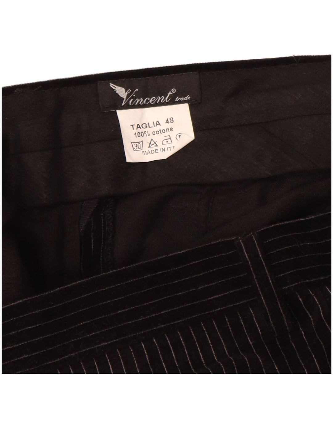 Vincent Męski 2-częściowy garnitur z 2 guzikami IT 48 Medium W30 L32 Czarne prążki