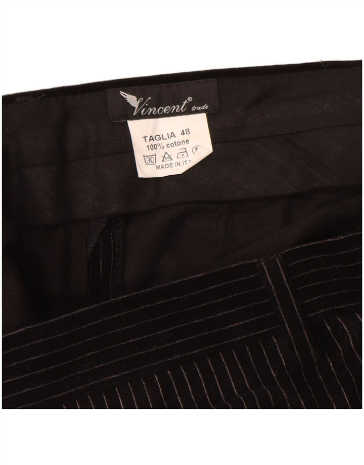 Vincent Męski 2-częściowy garnitur z 2 guzikami IT 48 Medium W30 L32 Czarne prążki