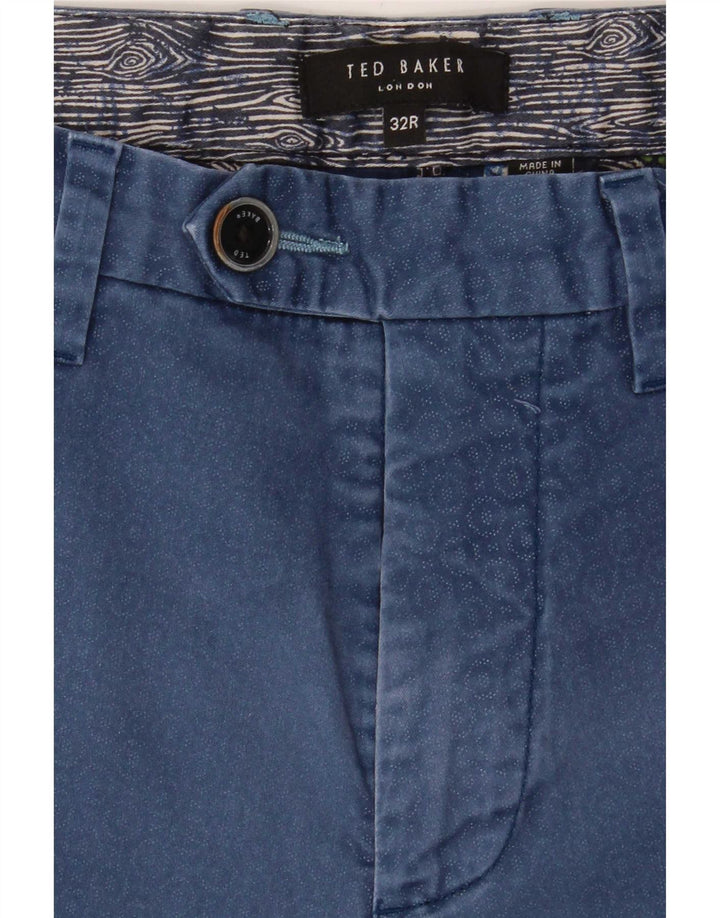 Męskie spodenki chino Ted Baker W32, średnioniebieskie, geometryczne, bawełniane