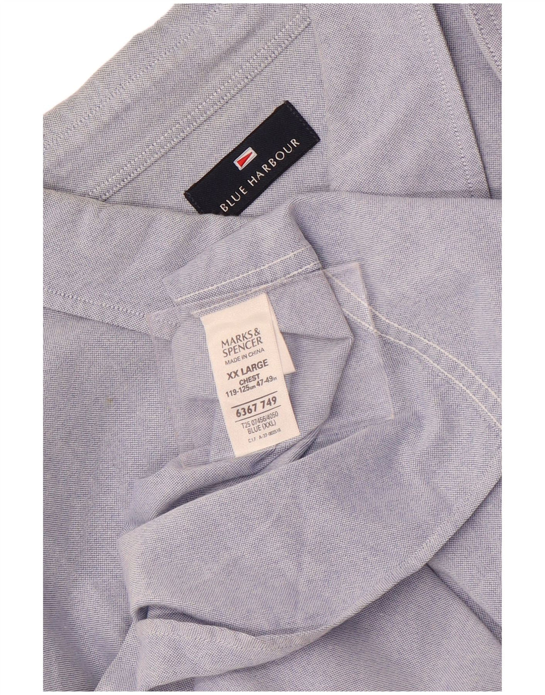 Marks & Spencer Męska koszula z krótkim rękawem, 2XL, niebieska, bawełniana