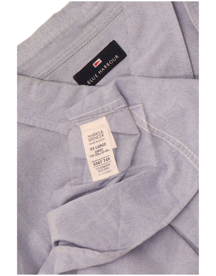 Marks & Spencer Męska koszula z krótkim rękawem, 2XL, niebieska, bawełniana