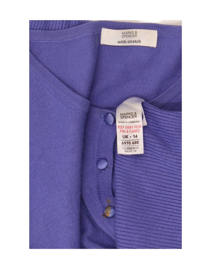Marks & Spencer Damski sweter rozpinany UK 14, średni fiolet, wiskoza