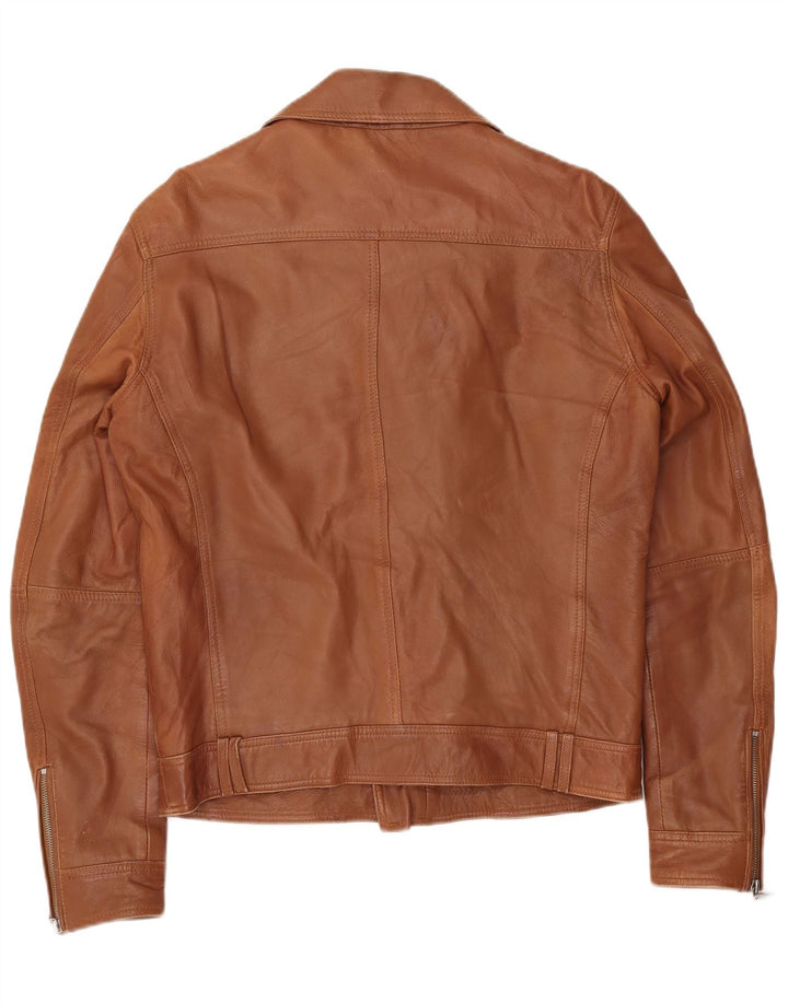 Vintage męska skórzana kurtka motocyklowa UK 40 duża brązowa skóra