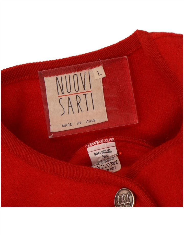 Sweter damski w stylu vintage, duży, czerwony, wełniany UK 16