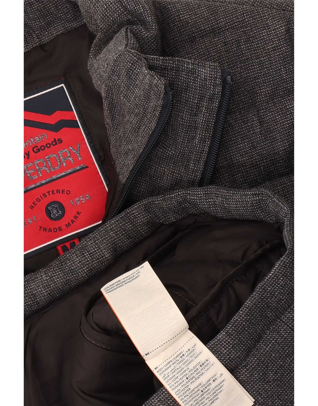Męska ocieplana kurtka Superdry UK 38, średnioszary poliester