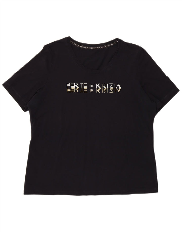 T-shirt damski Perte by Krizia Regular Graphic Top UK 12 Średni granatowy