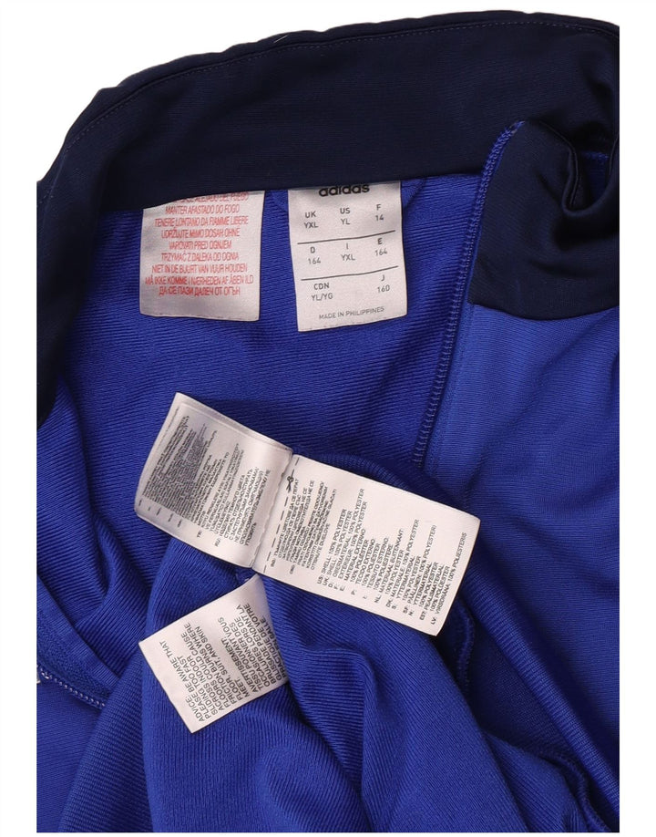 Adidas Chłopięca bluza dresowa Top 13-14 lat XL Niebieski poliester z blokami kolorów