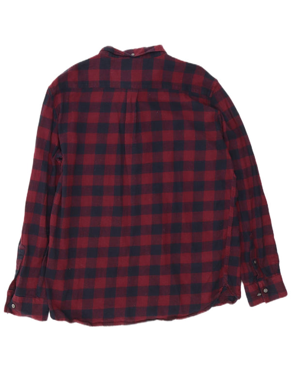Męska koszula flanelowa French Connection 2XL, bordowa bawełna w kratkę