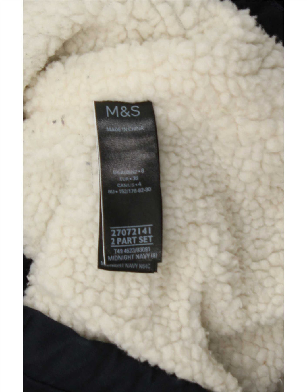 Marks & Spencer Męska kurtka parka oversize z kapturem UK 8, mała, granatowa