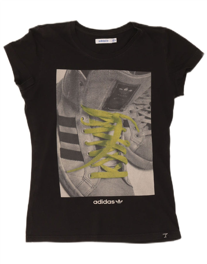 Damska koszulka graficzna Adidas Top EU 36, mała czarna
